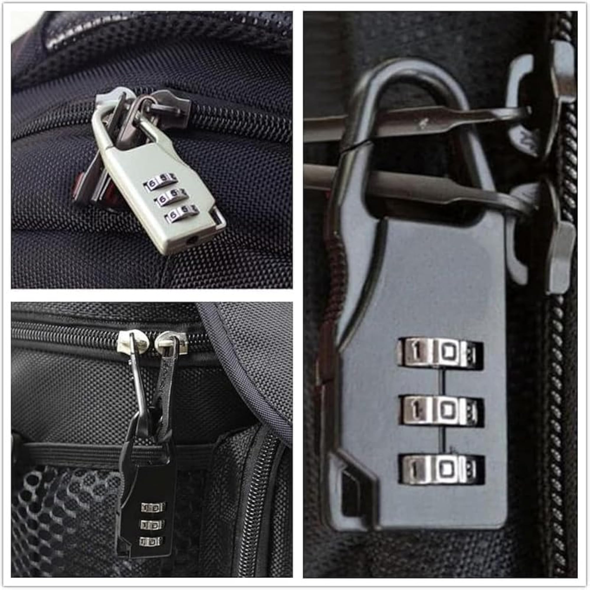 Silver 3 Digit Carabiner Combination Set, Strong Metal Lock